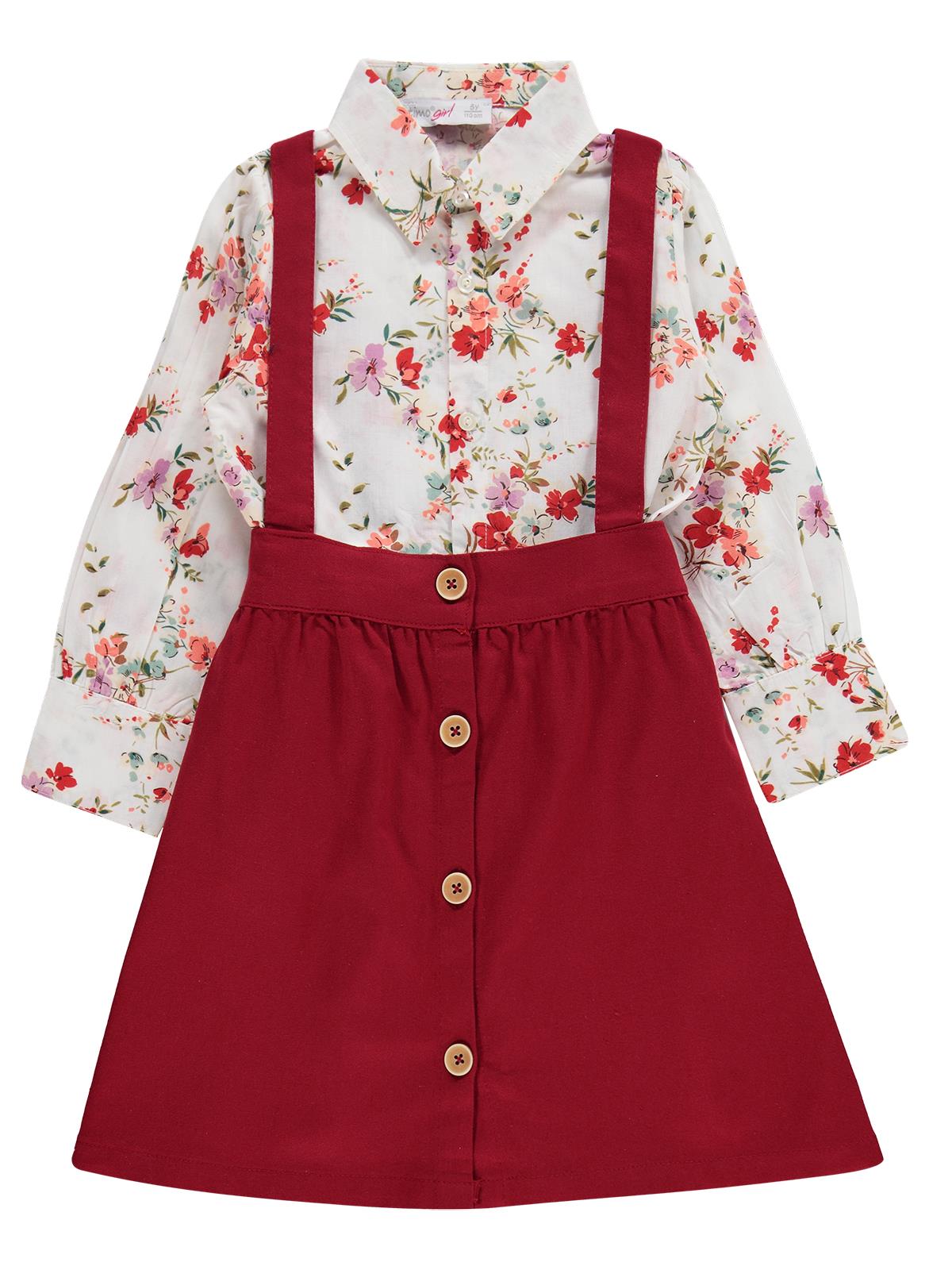 Zeyneva Timo Kız Gömlek Etek Takım - Kırmızı