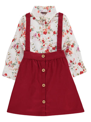 Zeyneva Timo Kız Gömlek Etek Takım - Kırmızı