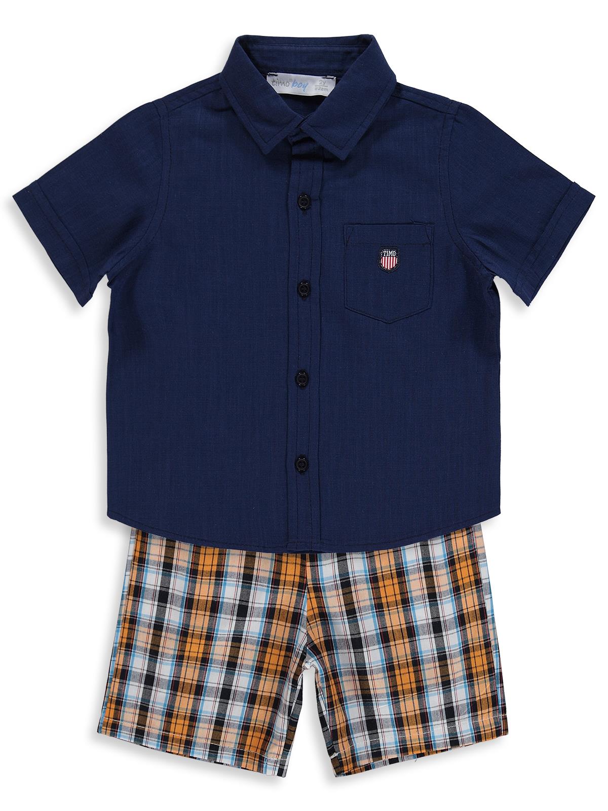 Zeyneva Timo Ekoseli Gömlekli Takım - Lacivert