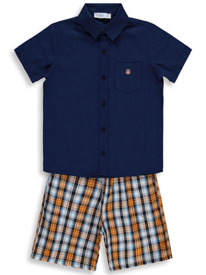 Zeyneva Timo Erkek Ekoseli Gömlekli Takım - Lacivert