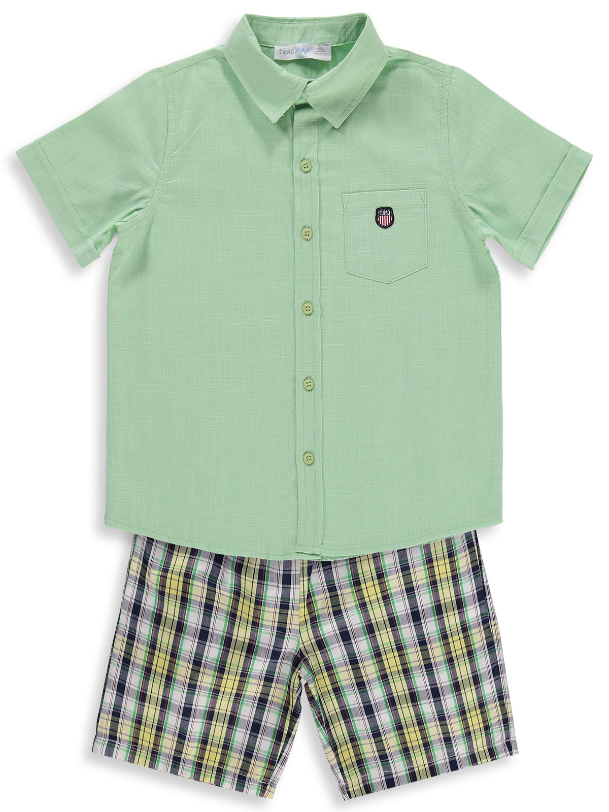 Zeyneva Timo Erkek Ekoseli Gömlekli Takım - Yeşil