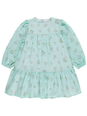 Zeyneva Timo U/K Kız Kat Kat Büzgülü Elbise 6-9 Yaş - Yeşil