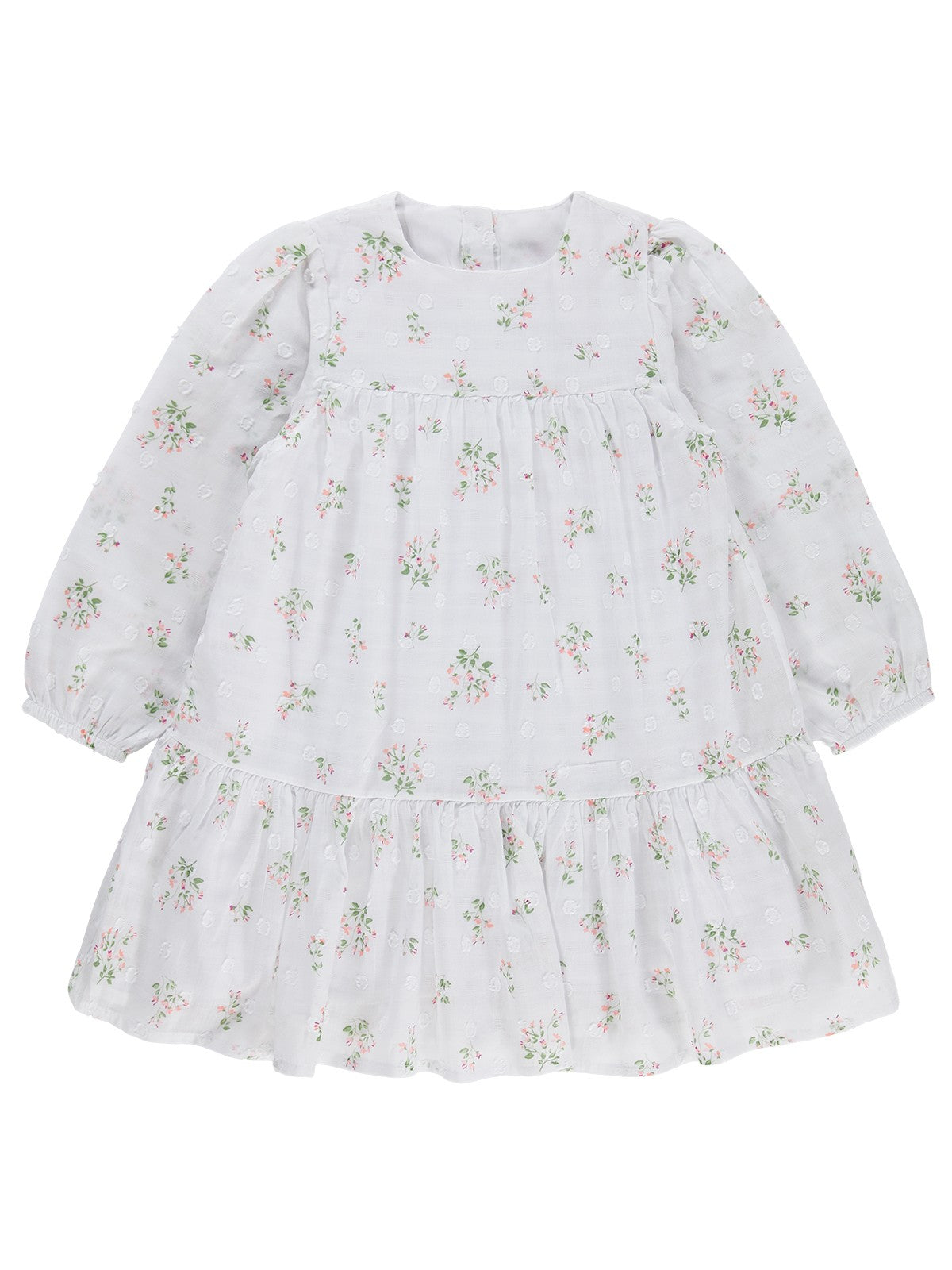 Zeyneva Timo U/K Kız Kat Kat Büzgülü Elbise 6-9 Yaş - Ekru