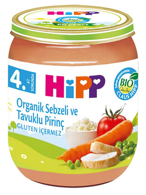 Hipp Organik Sebzeli ve Tavuklu Kremalı Pirinç Püresi Kavanoz Mama 125 gr