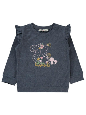 Civil Girls Tavşan Baskılı 2-5 Yaş Sweatshirt - Gri