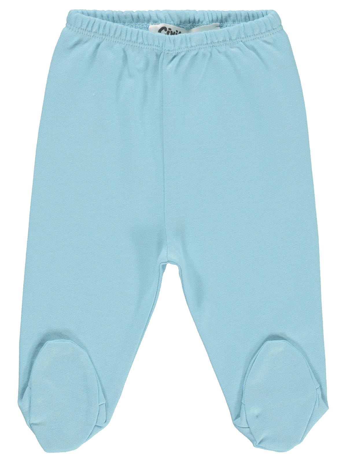 Civil Baby Kız Bebek Beli Lastikli 0-9 Ay Unisex Patikli Tek Alt - Mavi