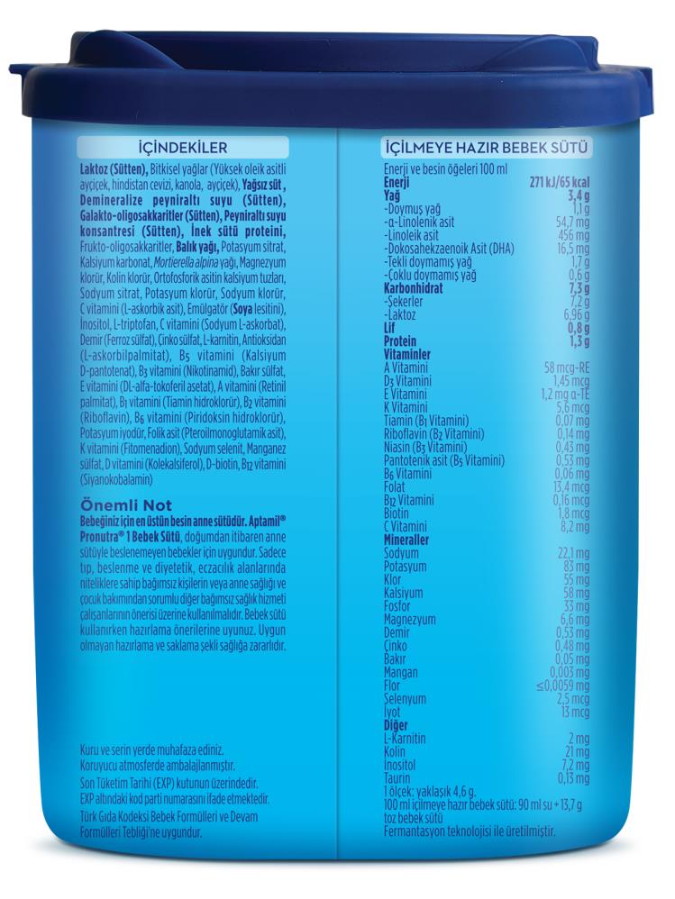 Aptamil 1 Bebek Sütü 350 g 0-6 Ay Akıllı Kutu