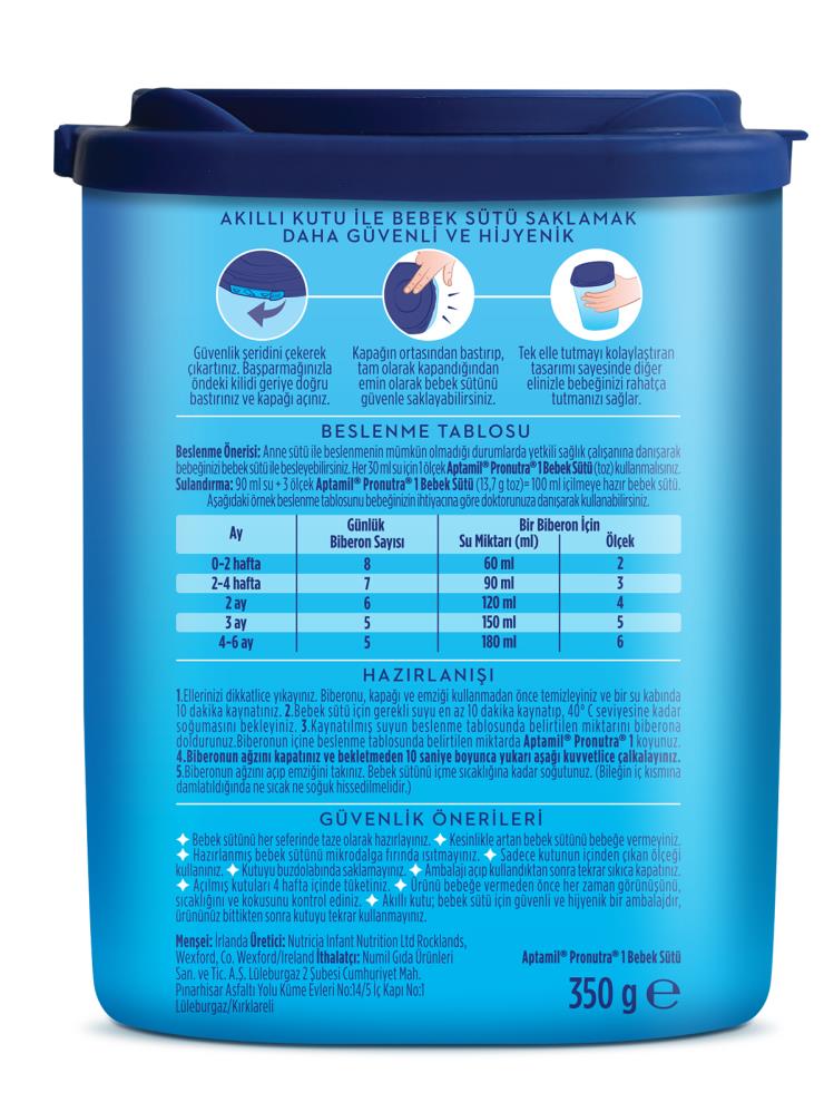 Aptamil 1 Bebek Sütü 350 g 0-6 Ay Akıllı Kutu