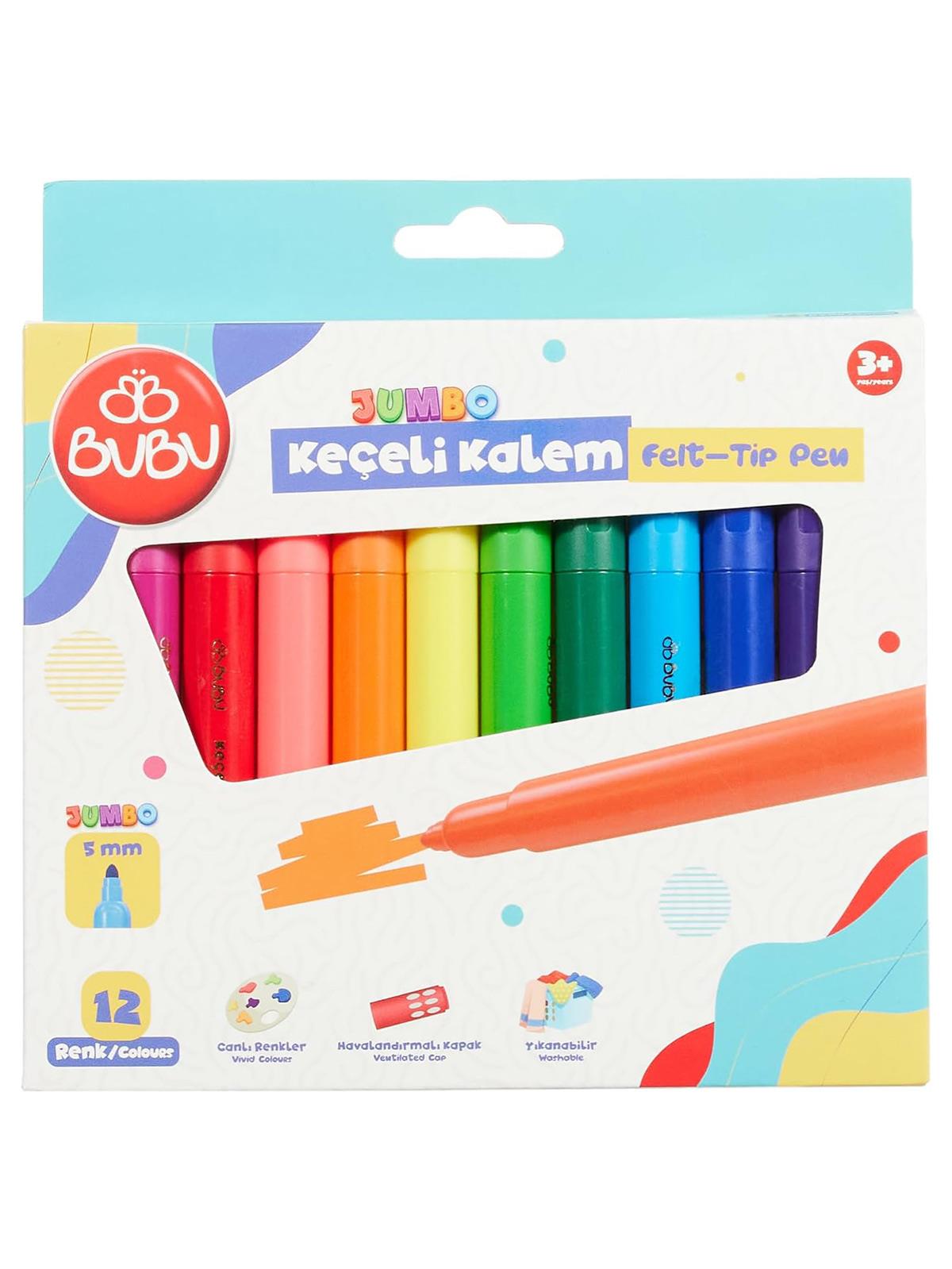 Bubu Jumbo Keçeli Kalem 6Mm. 12 Renk Karton Kutu