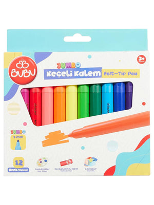 Bubu Jumbo Keçeli Kalem 6Mm. 12 Renk Karton Kutu