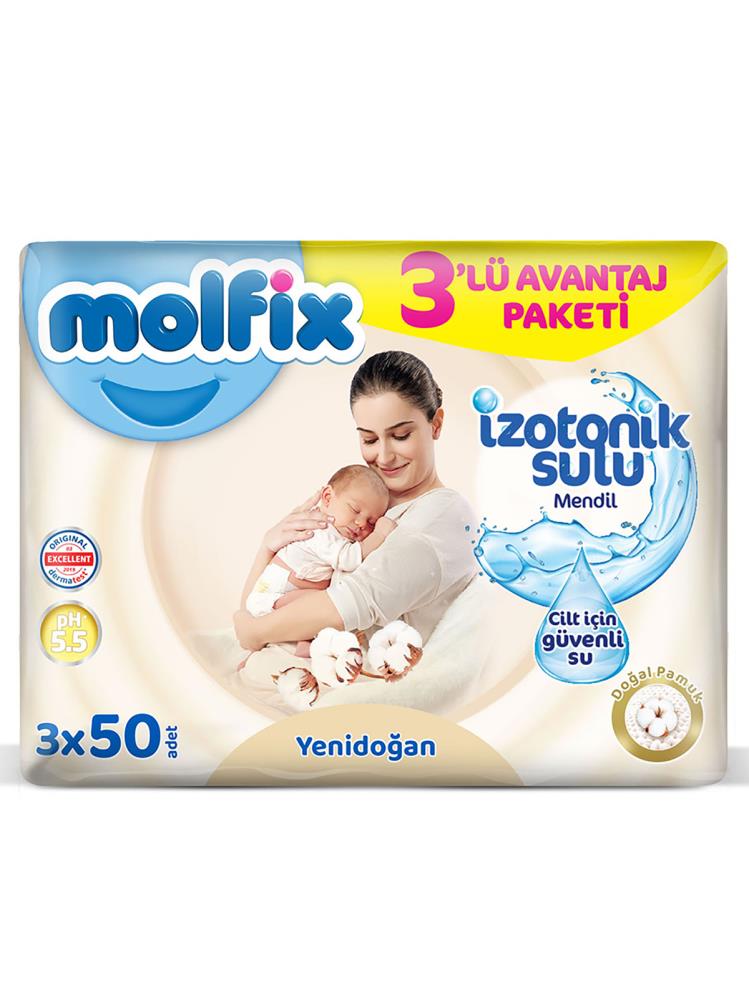 Molfix İzotonik Islak Mendil Yenidoğan 3x50 Adet
