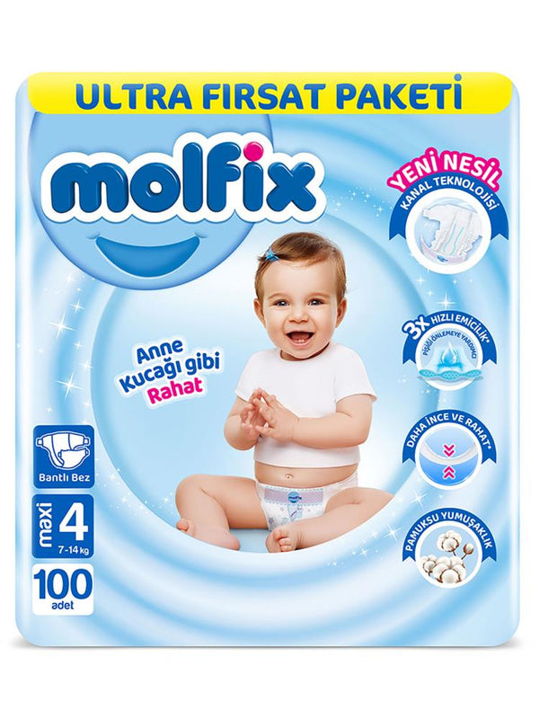 Molfix Bebek Bezi 4 Beden Maxi Ultra Fırsat Paketi 100 Adet