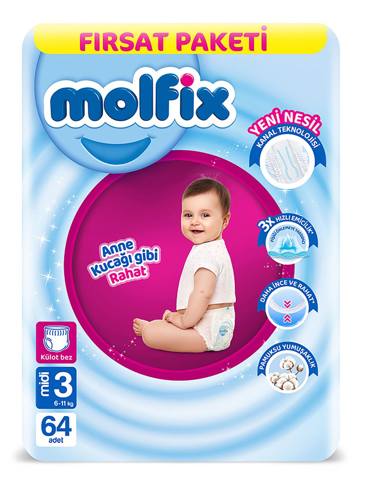 Molfix Külot Bez 3 Beden Süper Fırsat Paketi 60 Adet - Standart