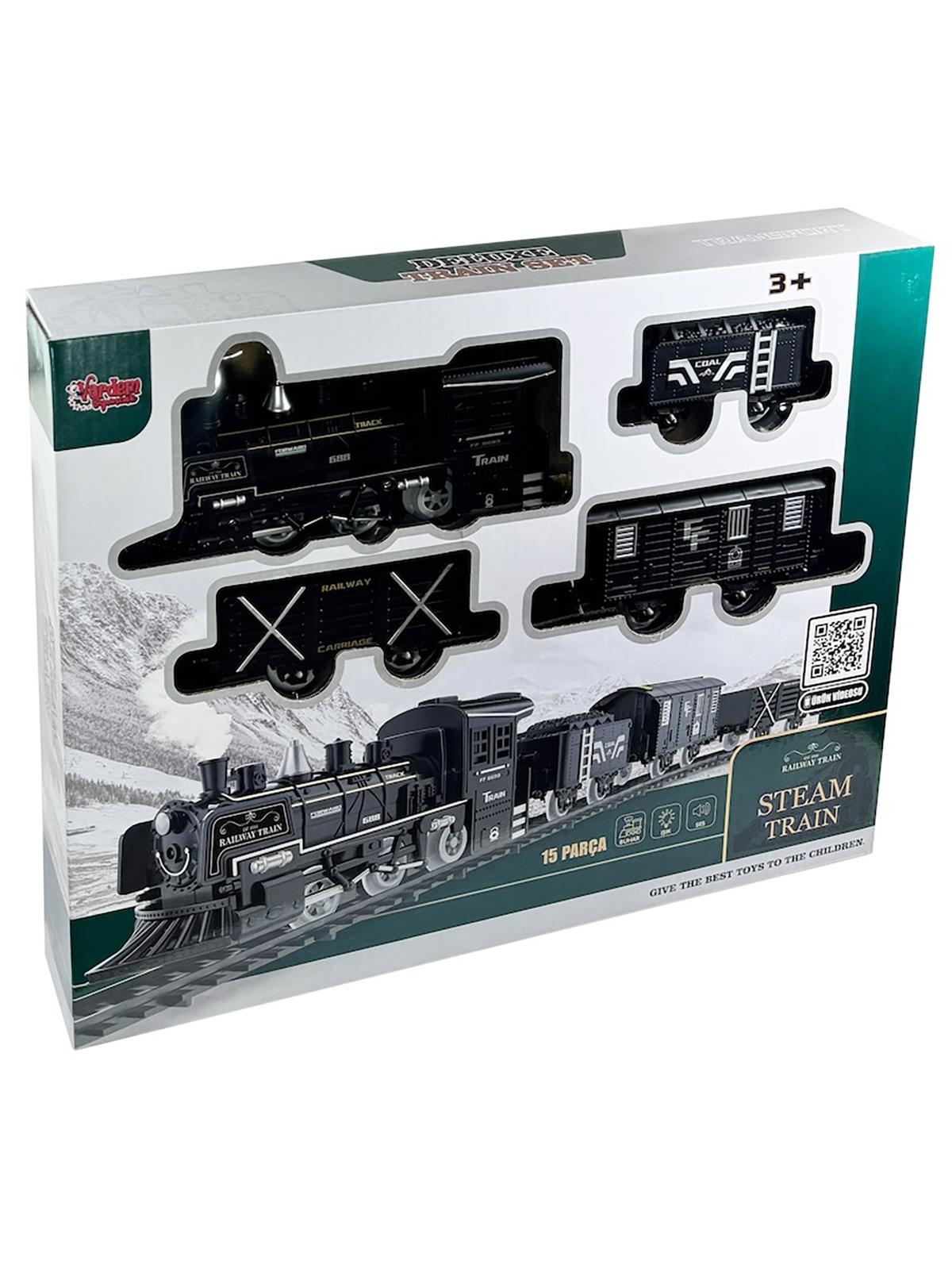 Vardem Oyuncak Işıklı ve Sesli Buhar Çıkartan 15 Parça Tren Set