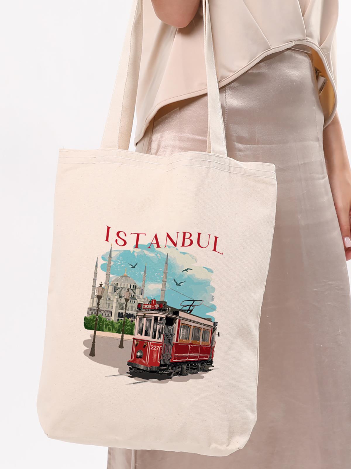 Çınar Bez Çanta Bagg İstanbul Tramway Baskılı Bez Çanta