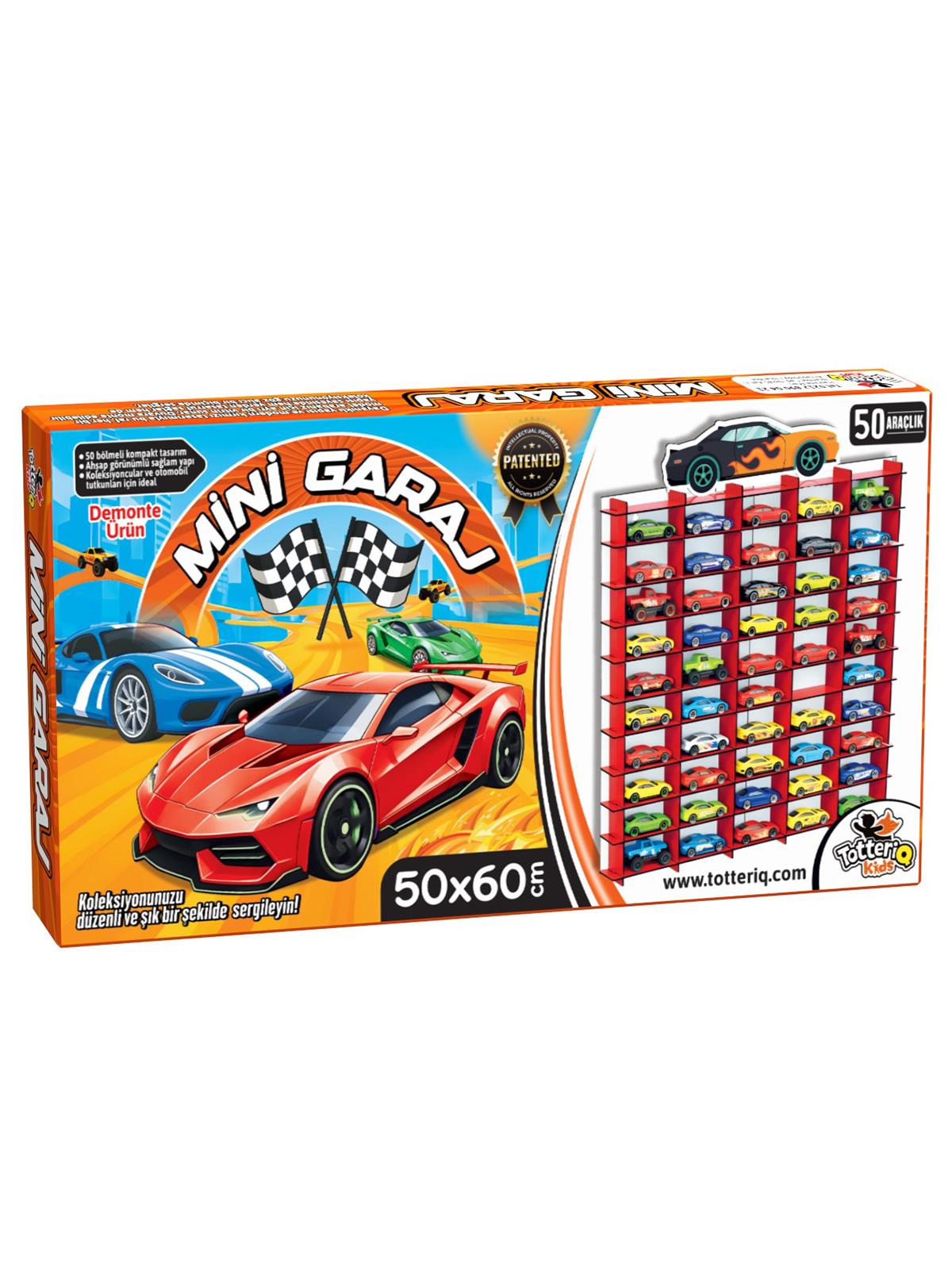 Vardem Oyuncak Ahşap Mini Garaj Rafı 50x60 Cm (50 Araçlık)