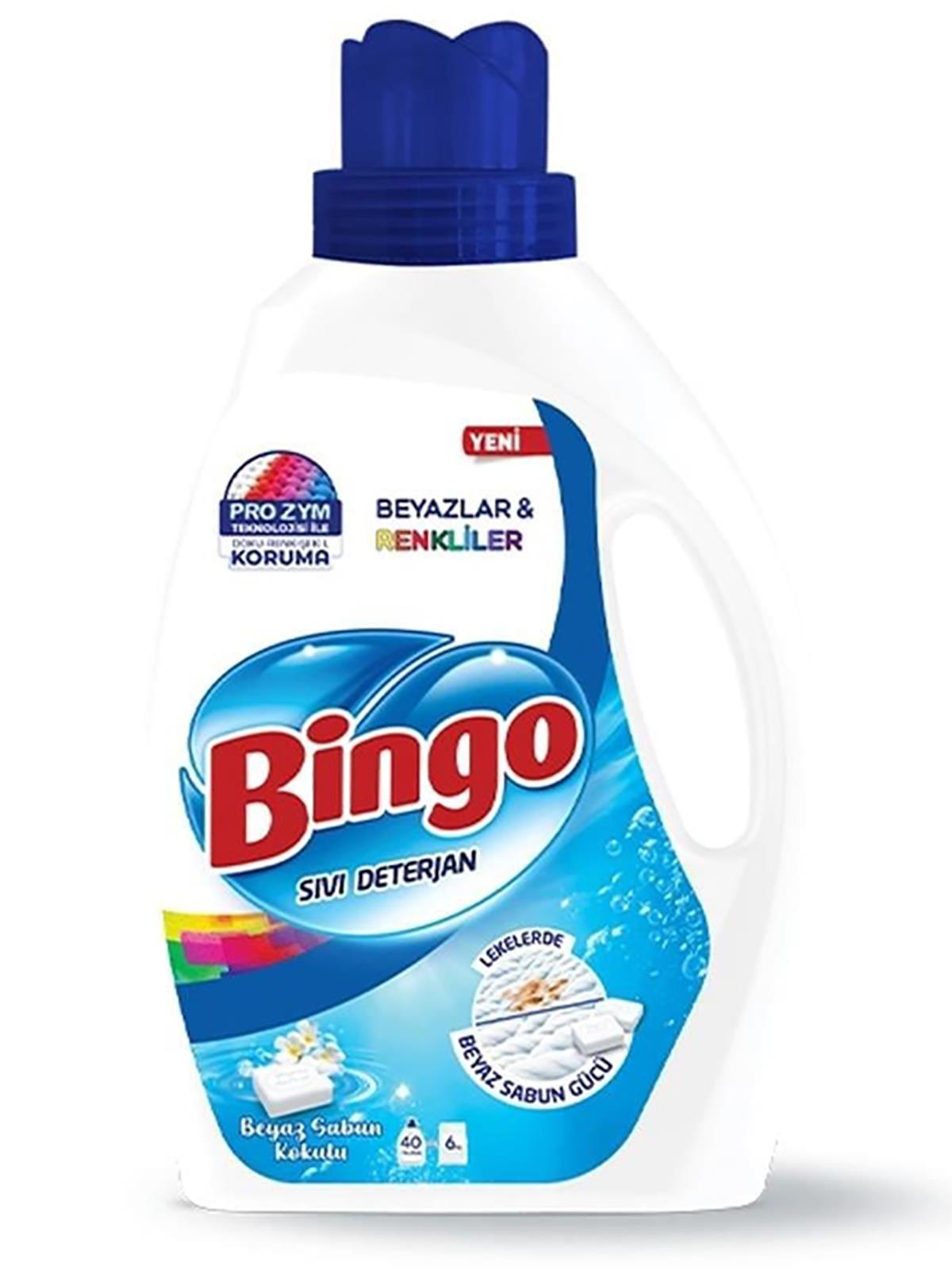 Bingo Beyaz Sabun Kokulu Beyazlar ve Renkliler için Sıvı Deterjan 40 Yıkama 2.6 lt