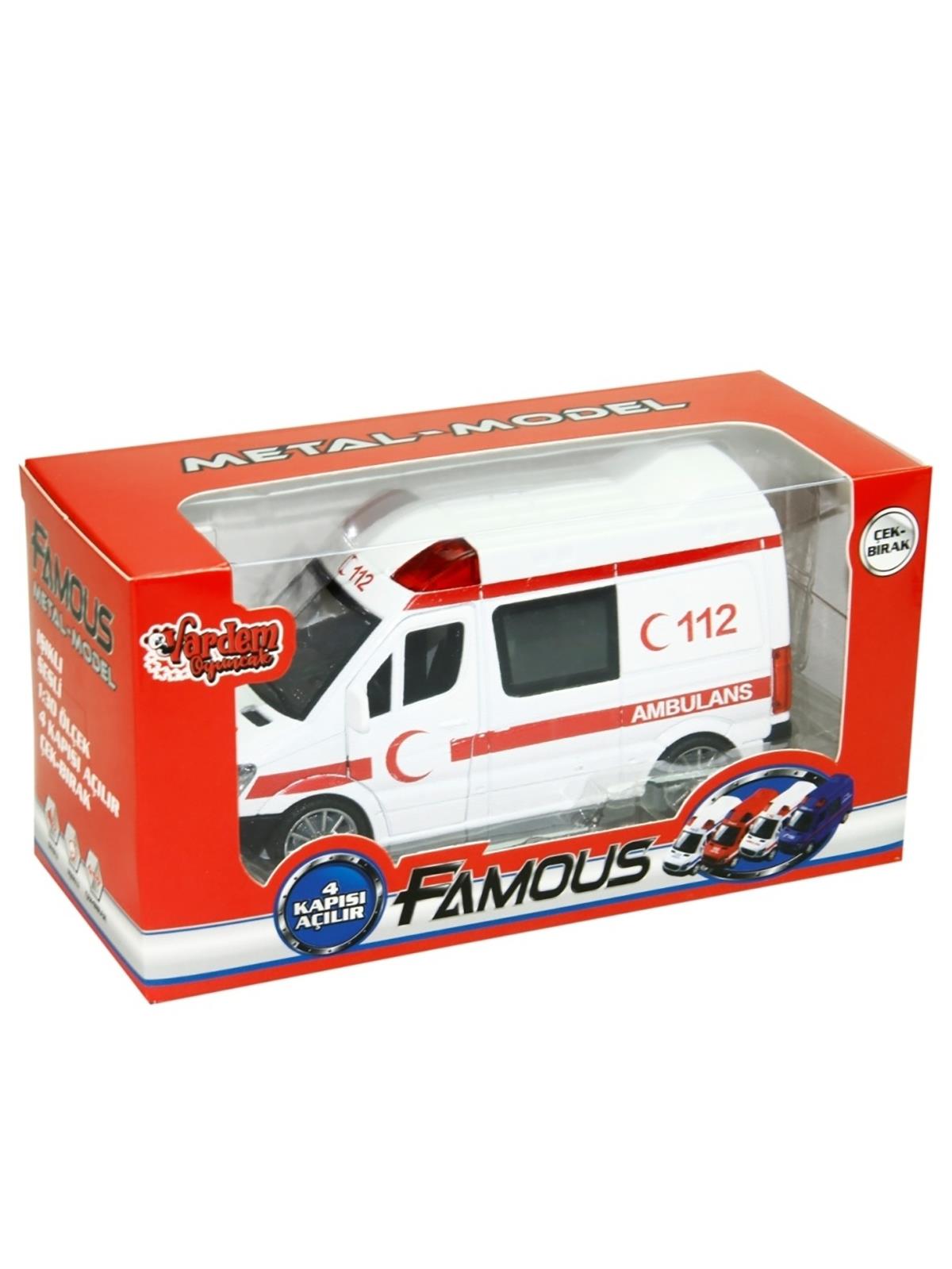 Vardem Oyuncak Kutulu Işıklı ve Sesli Çek Bırak Metal Ambulans